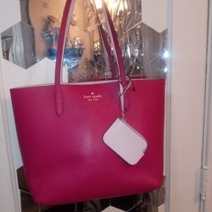 Kate Spade Fuchsia Tote with White Pouch